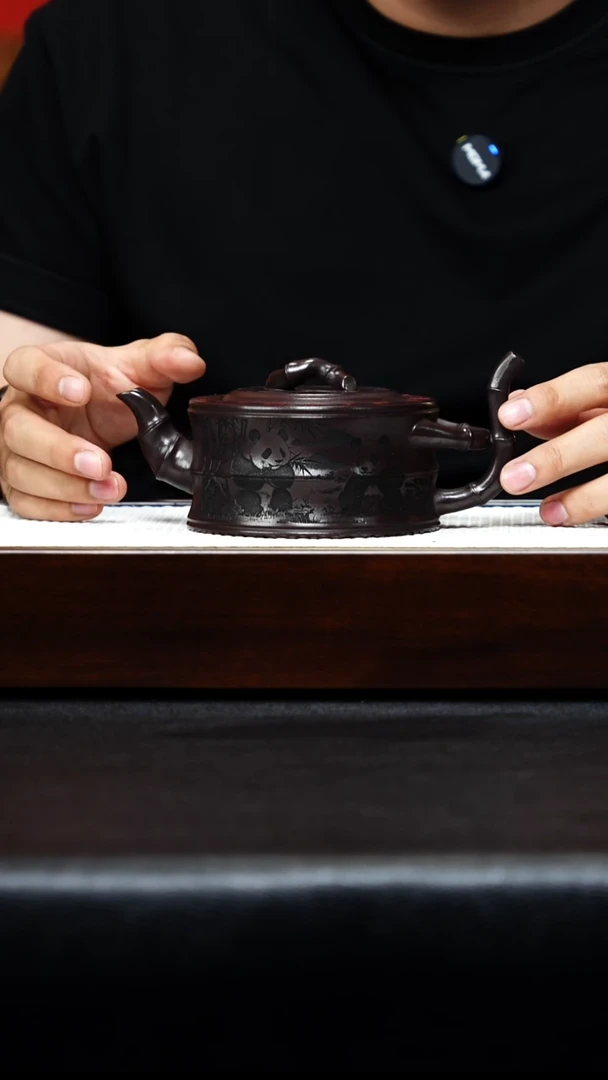 茶壶紫砂宜兴紫砂 竹段壶 老紫泥5866