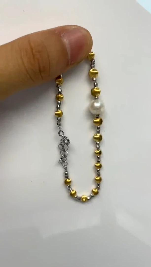 银S925镶嵌手绳海水珍珠8-9
