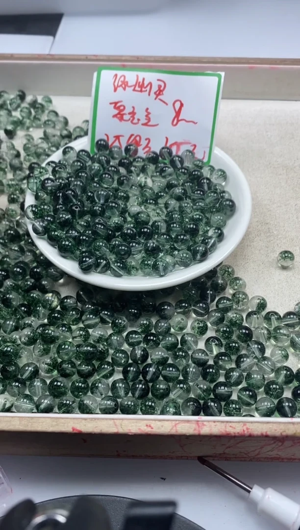 【闪购商品】水晶颈饰未镶嵌w138绿幽灵烤色8mm*25颗