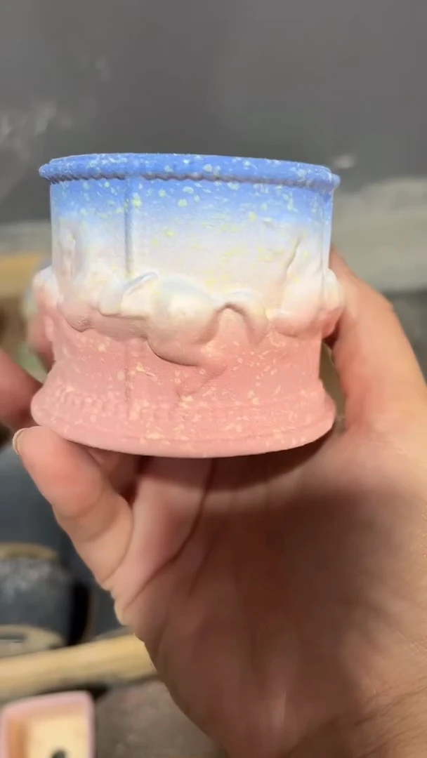 麦饭石粗陶旋转木马多肉花盆