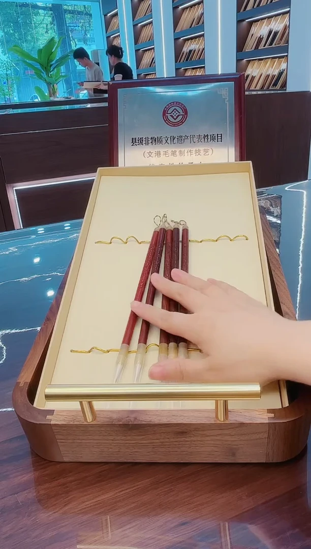 新款，科檀雕龙小楷5支