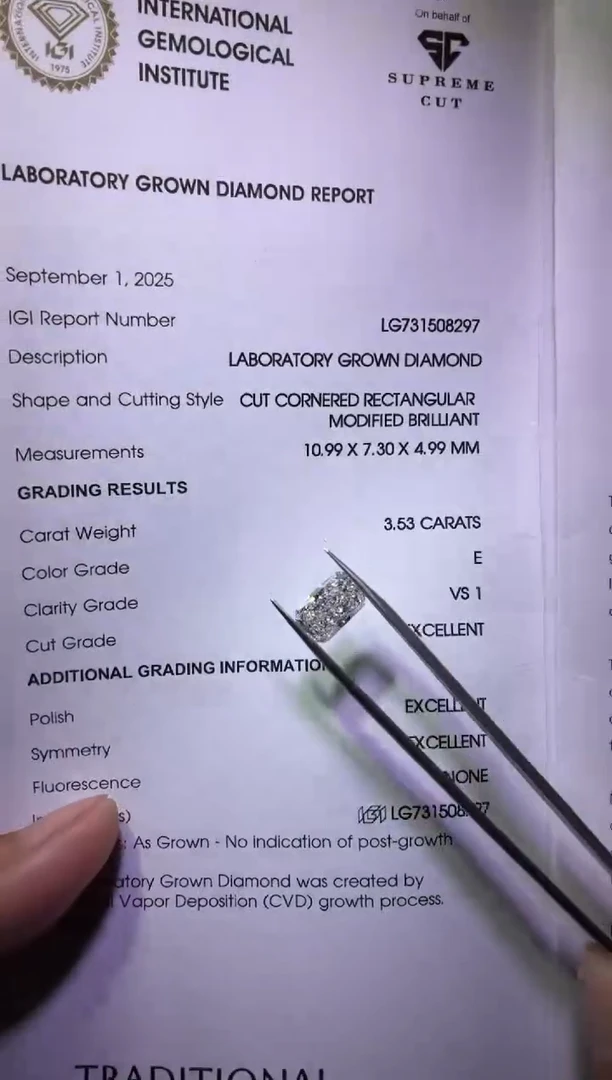 裸石实验室培育钻石3.53CT 雷迪恩 LG731508297