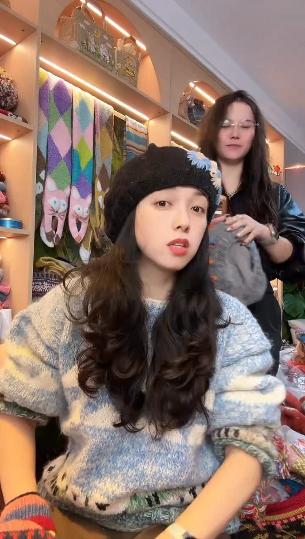 绵羊毛初**雪百羊毛刺绣贝雷帽A457