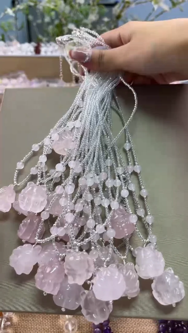 未镶嵌项链水晶粉水晶狐狸项链多样性发其一
