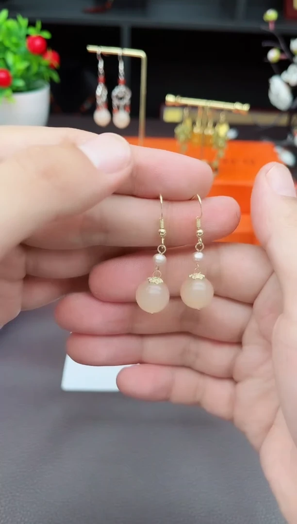 玛瑙/玉髓耳饰银S925镶嵌218000