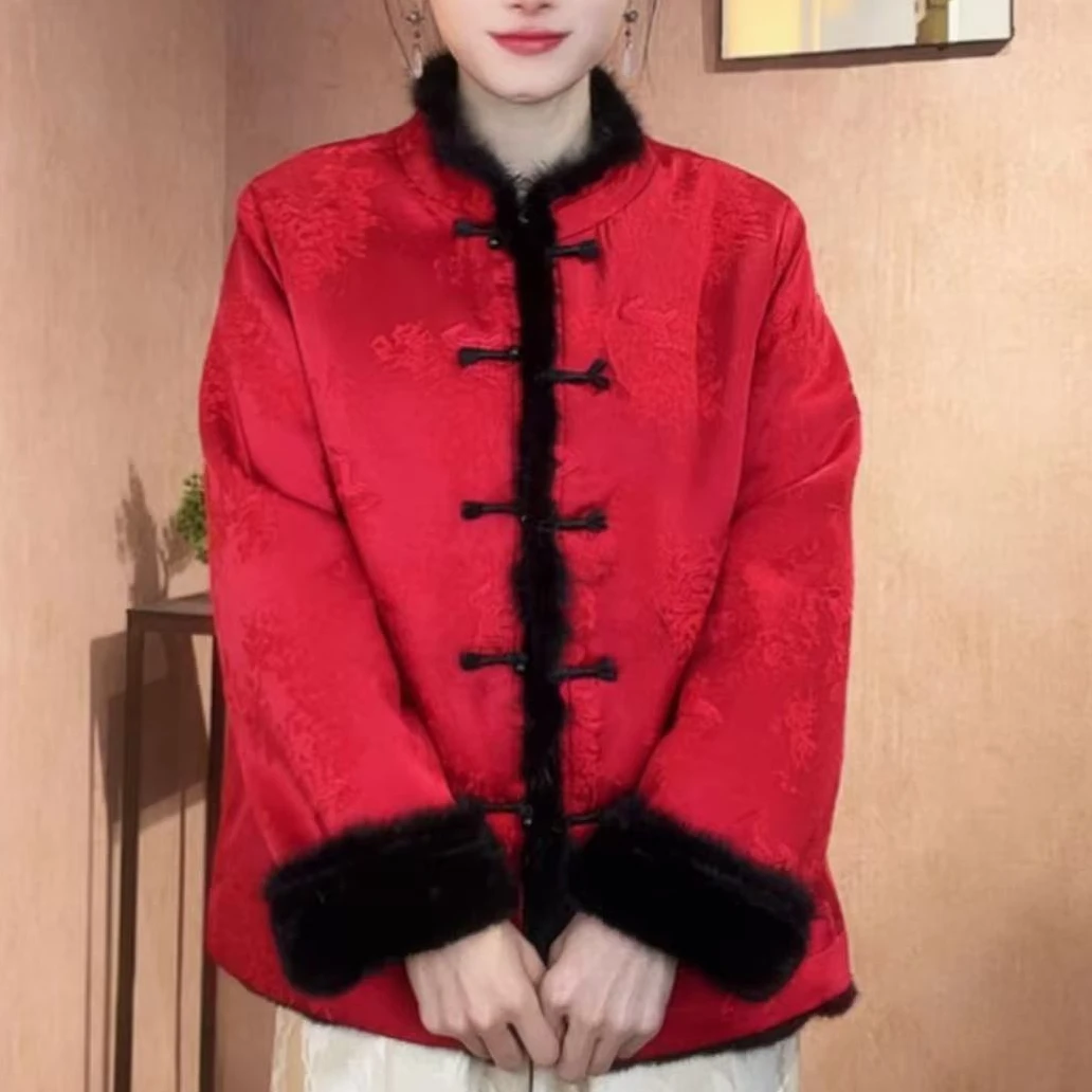 《金风玉露》重磅高定真兔毛双面穿~新中式提花厚款私服0887