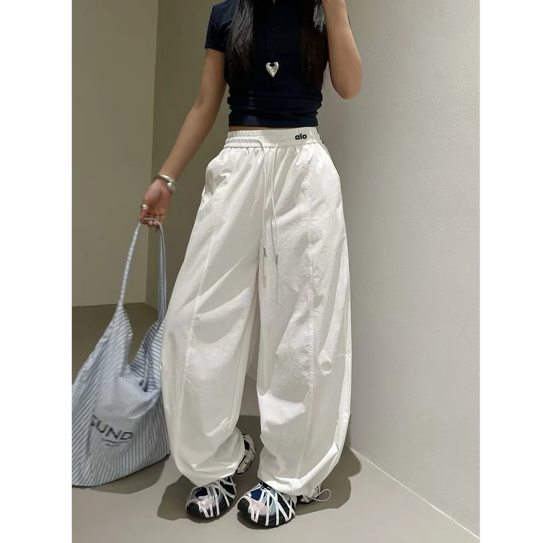 【魚糯糯】美式新款多巴胺休闲工装裤女夏季高腰宽松显瘦直筒阔腿裤