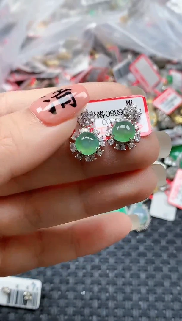 银S925镶嵌戒指翡翠天然A货缅甸翡翠