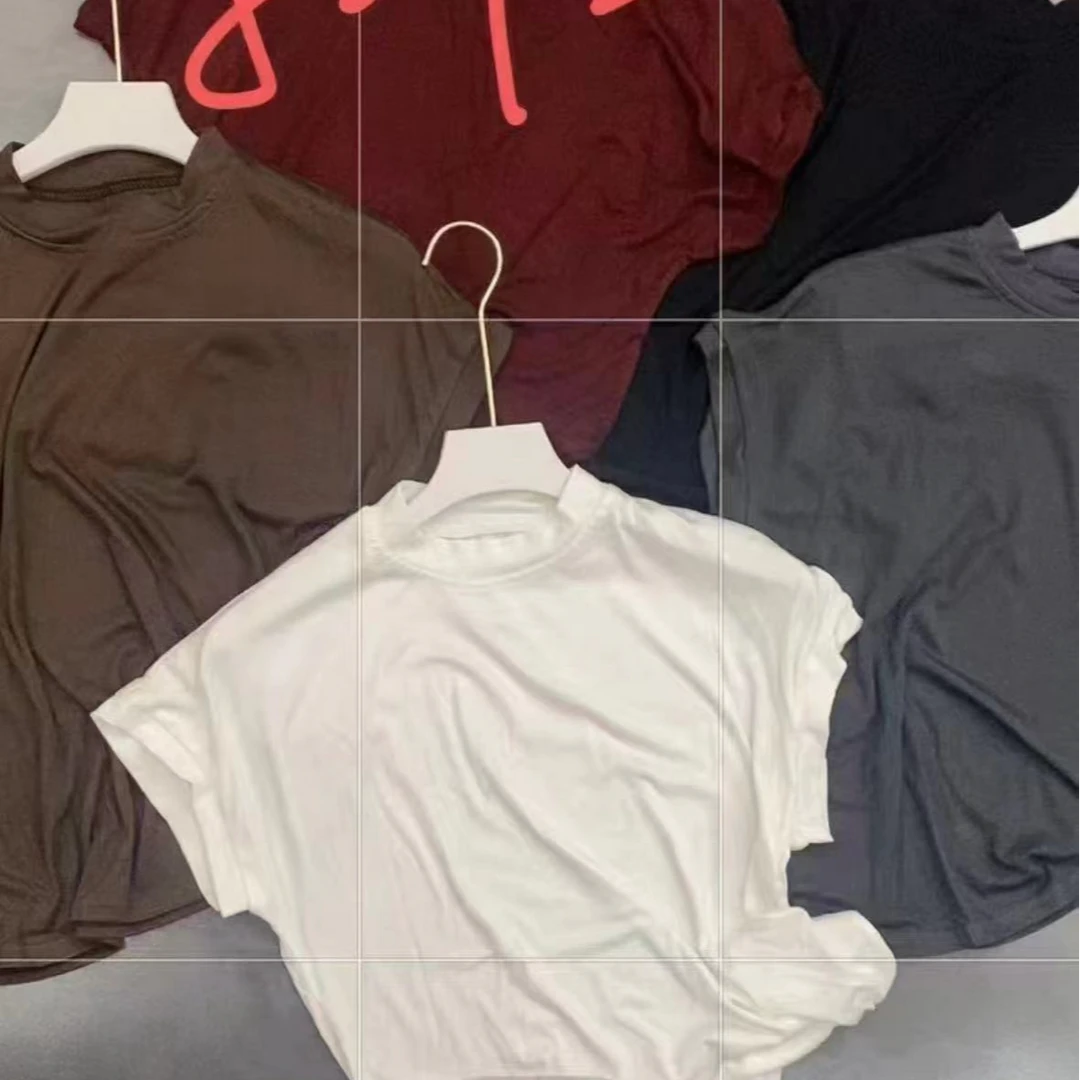 【娜姐家】8027#夏季时尚飞袖舒适半高领短袖T