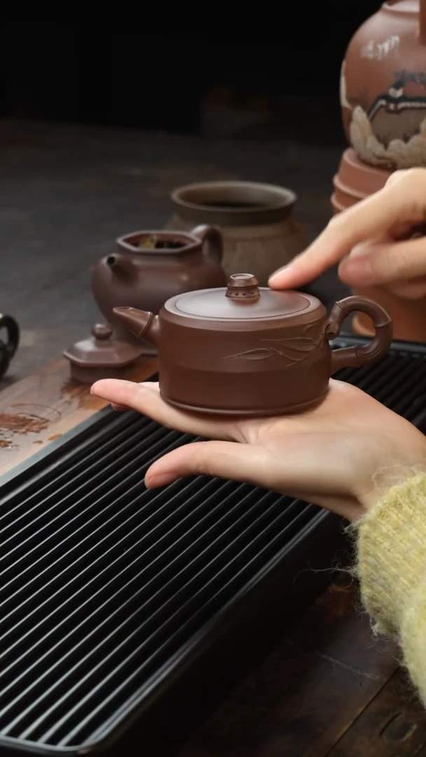 茶壶紫砂紫泥磐竹