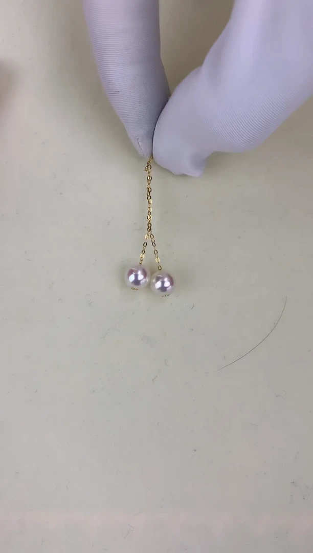 18K金镶嵌DA海水珍珠 GD040 6-7 耳线定制