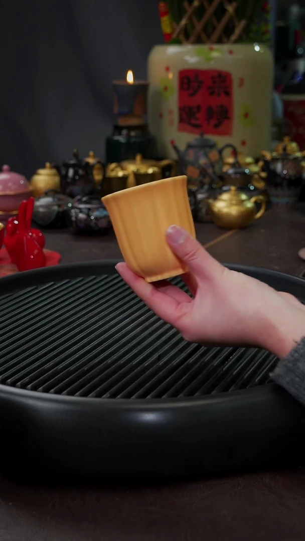 【闪购商品】杯【宜景窑鹅黄】筋纹杯