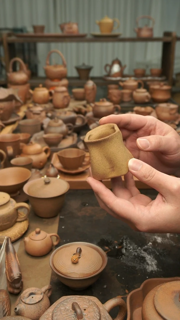 老岩泥原矿料  手捏异形树桩杯80ml