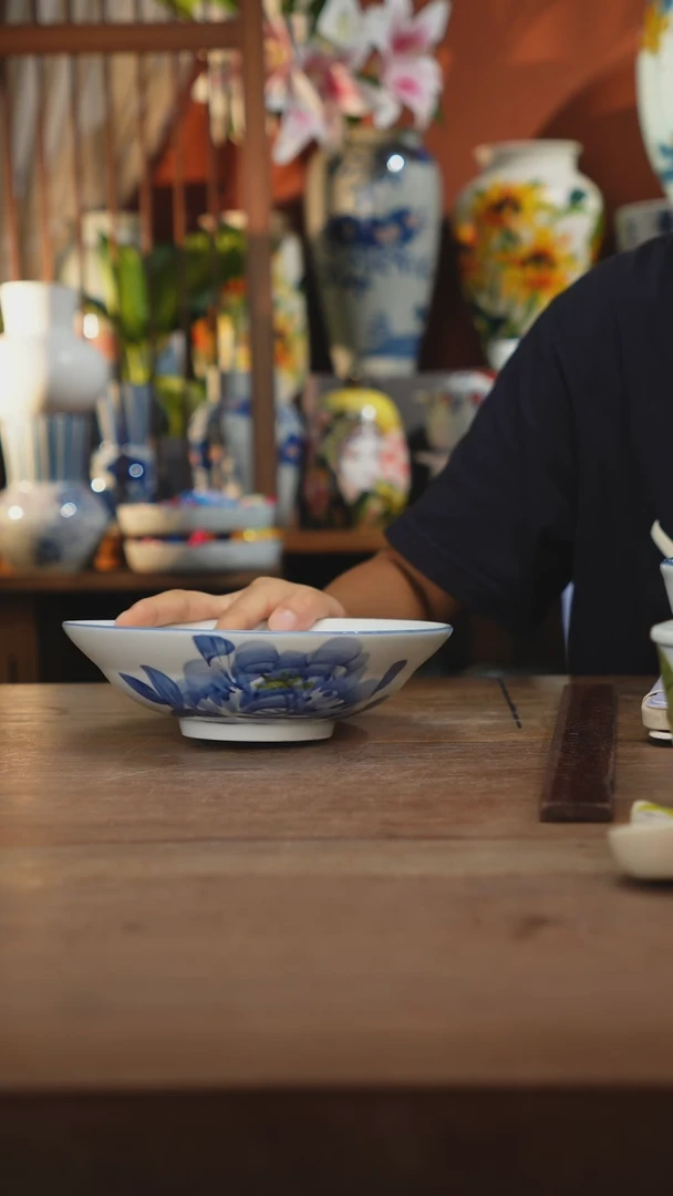 瓷片【简家甄选】景德镇设计师釉下手绘陶瓷餐具