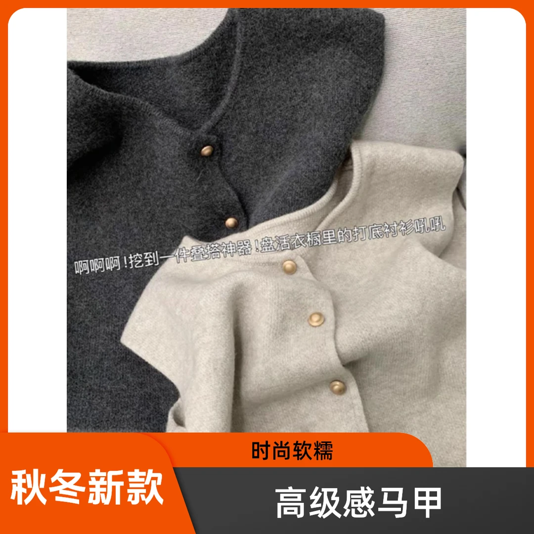 高级感针织马甲背心女2024秋冬新款时髦软糯坎肩外搭开衫马夹上衣