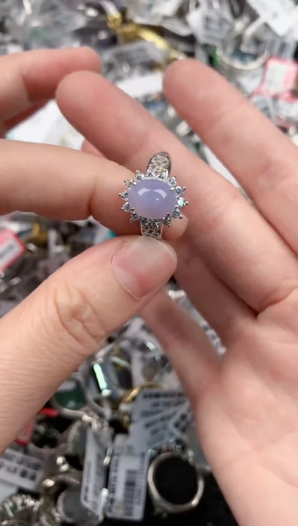 银S925镶嵌戒指翡翠8888----5