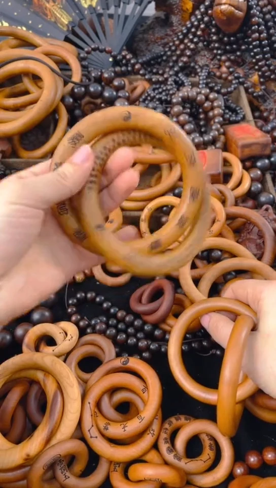 【闪购商品】枣木木雕乾坤圈微瑕80圈口一物一拍