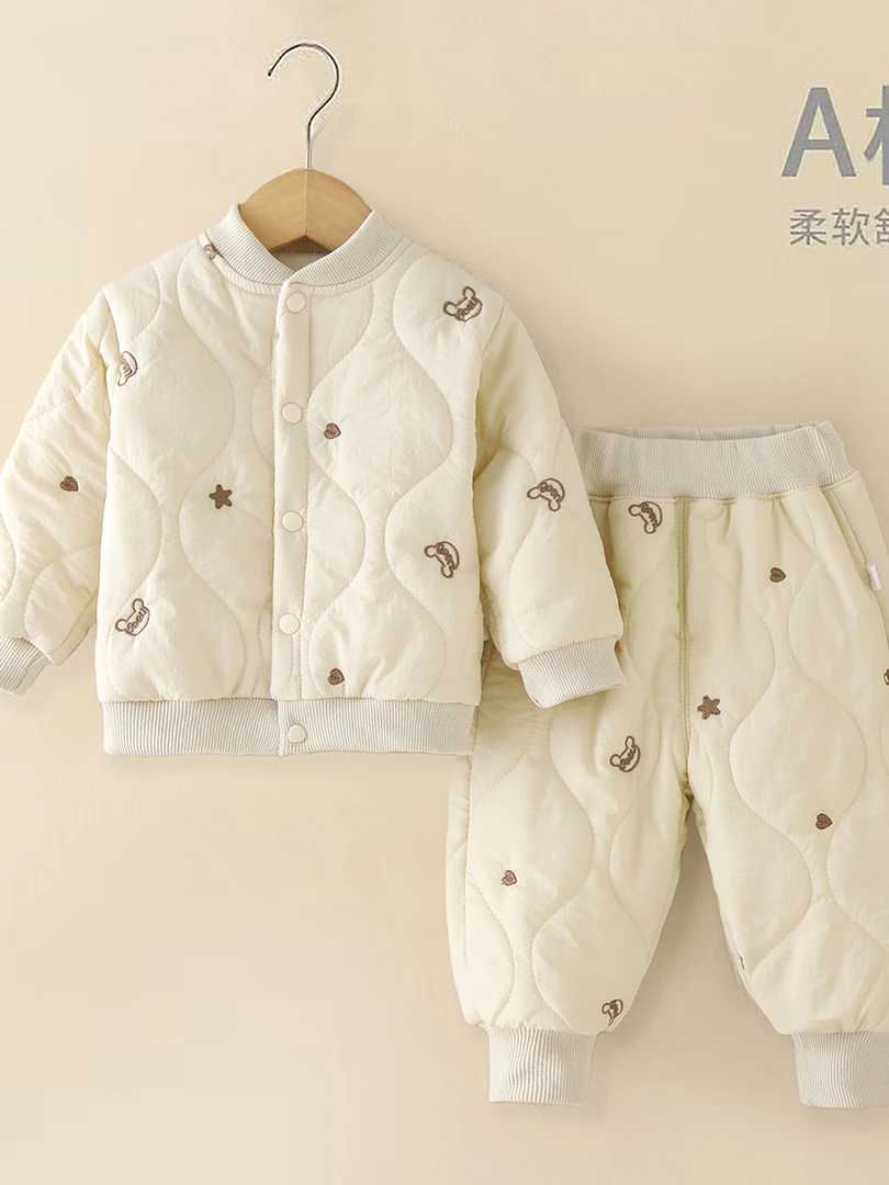 【冬季加厚加绒棉服】男童女宝秋冬加厚棉衣婴儿冬款保暖分体套装