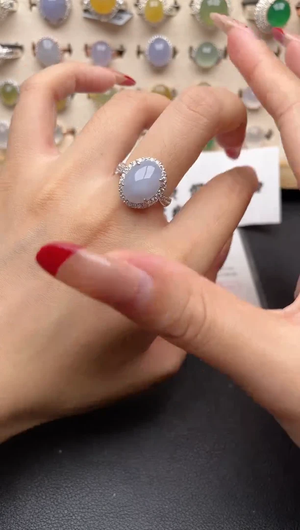 【闪购商品】翡翠戒指银S925镶嵌一物一证一礼盒