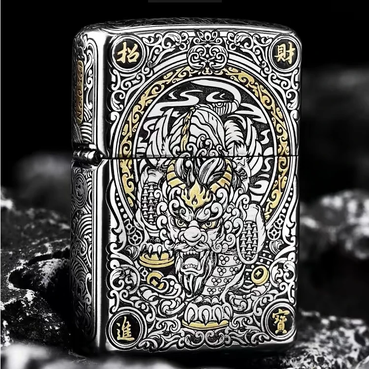 zippo打火机错金银工艺招财貔貅之宝防风男士新年礼物DY9902JY