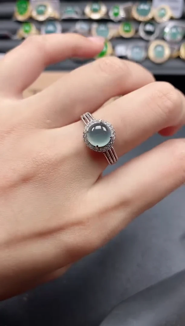 翡翠戒指银S925镶嵌5151-6