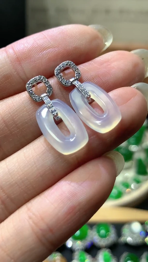 银S925镶嵌翡翠耳饰团购