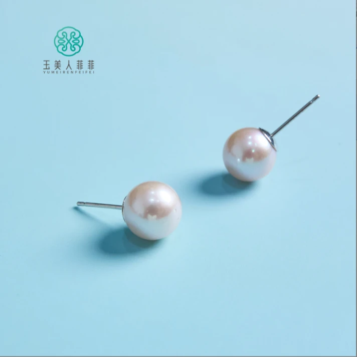 HD石惑珠宝%珍珠耳钉约8mm-多样性发一