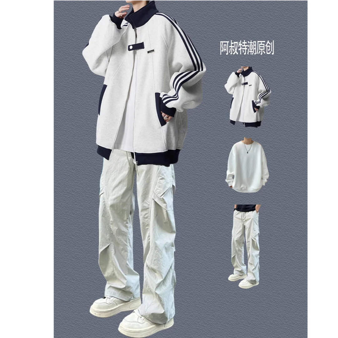 男生秋冬穿搭个性 cleanfit 小众高级感高知感外套牛仔裤套装176