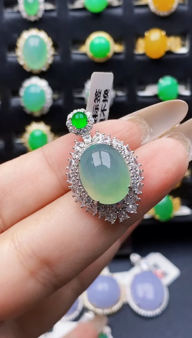 银S925镶嵌戒指翡翠0456