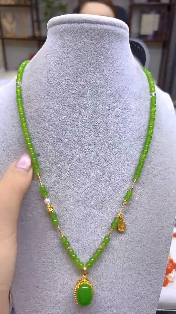 和田玉（碧玉）未镶嵌颈饰DIY款X700