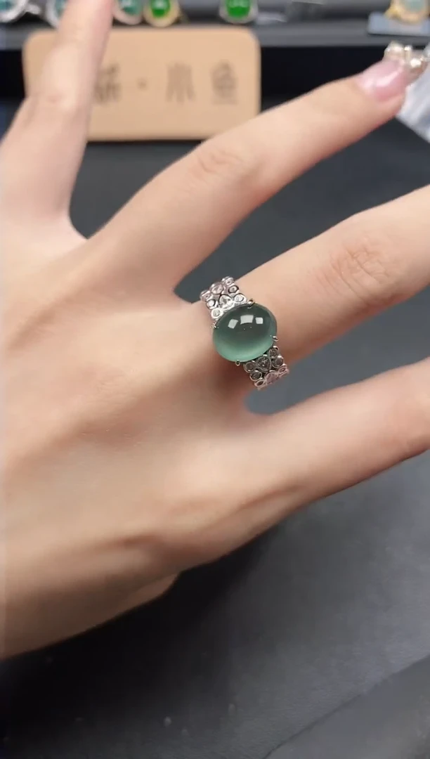 翡翠戒指银S925镶嵌51511