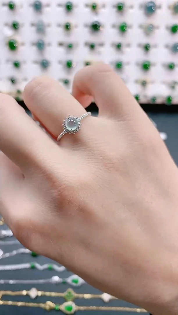 【闪购商品】翡翠戒指银S925镶嵌天然翡翠