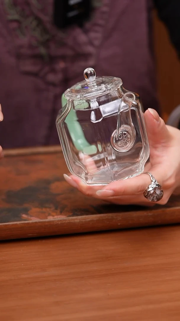 【闪购商品】玻璃茶壶/玲珑壶/粉绿手把/老款