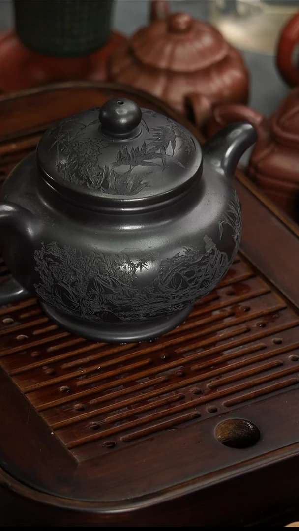 茶壶紫砂繁**漠宜兴紫砂石黄竹林七贤