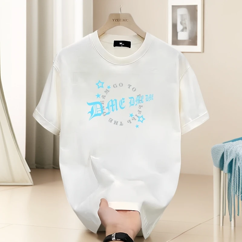 男士休闲短袖T恤夏季宽松百搭情侣时尚潮流韩版上衣印花纯棉透气