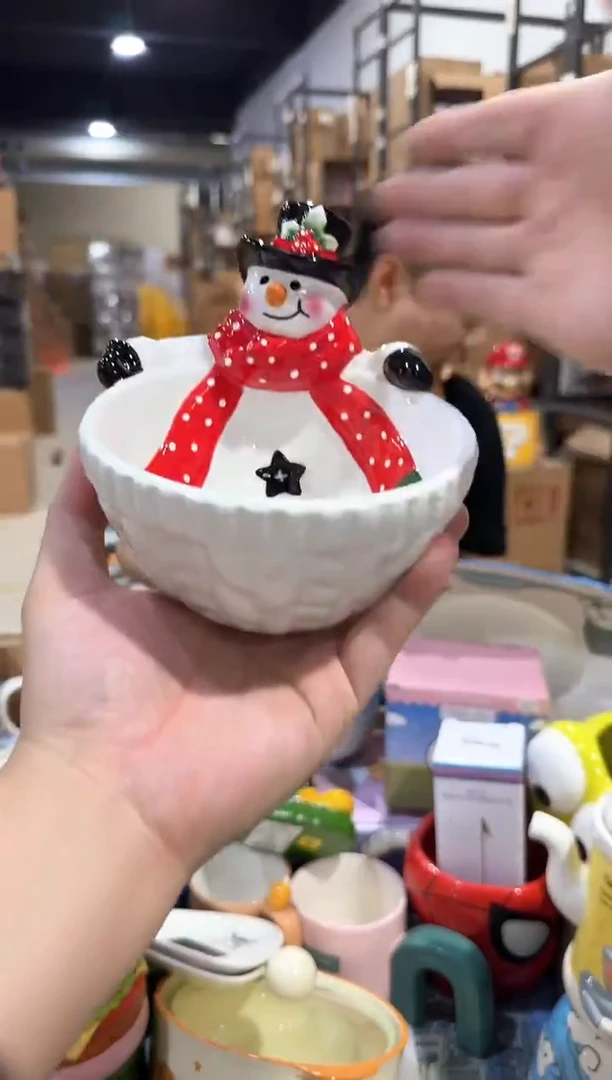 瓷片原盒雪人碗