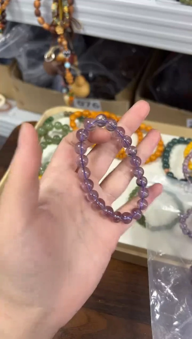 水晶手链未镶嵌紫水晶圆珠手串7MM[3756]