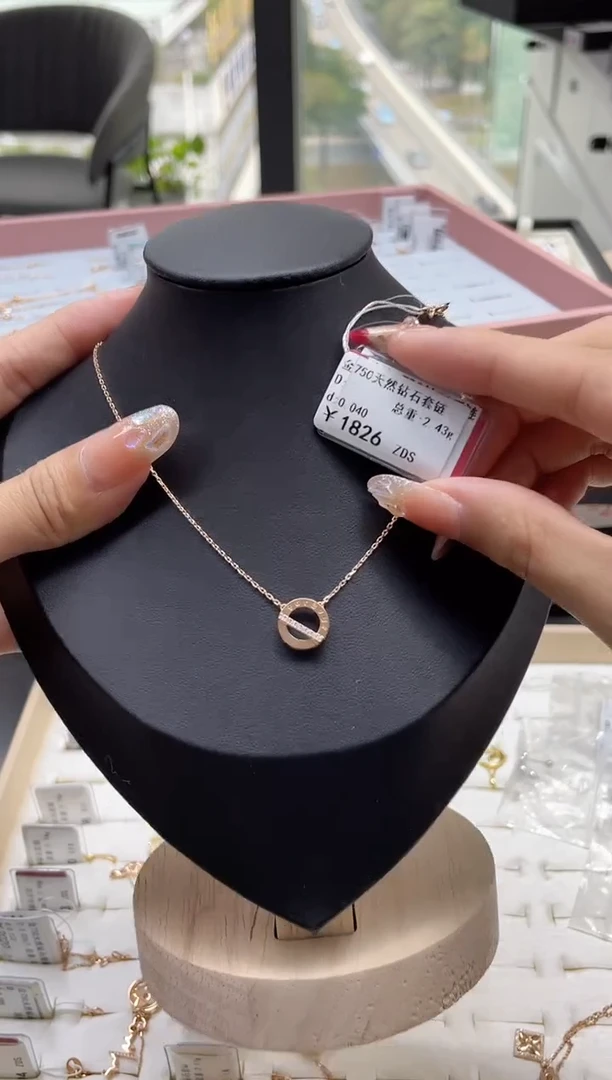 【闪购商品】钻石套链18K金镶嵌剪标签不退不换