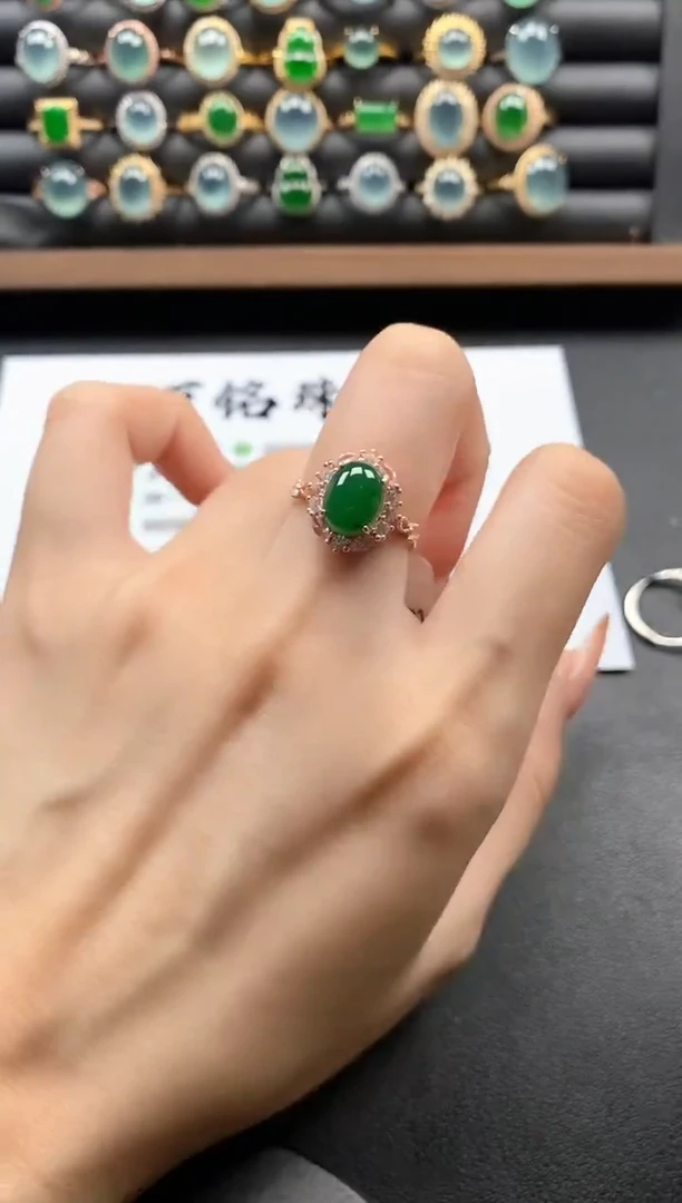 银S925镶嵌戒指翡翠51151
