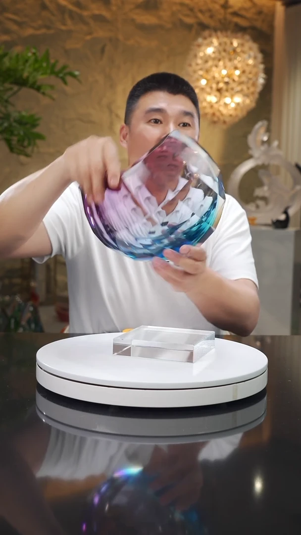 瓷片福利金红蓝切面果碗