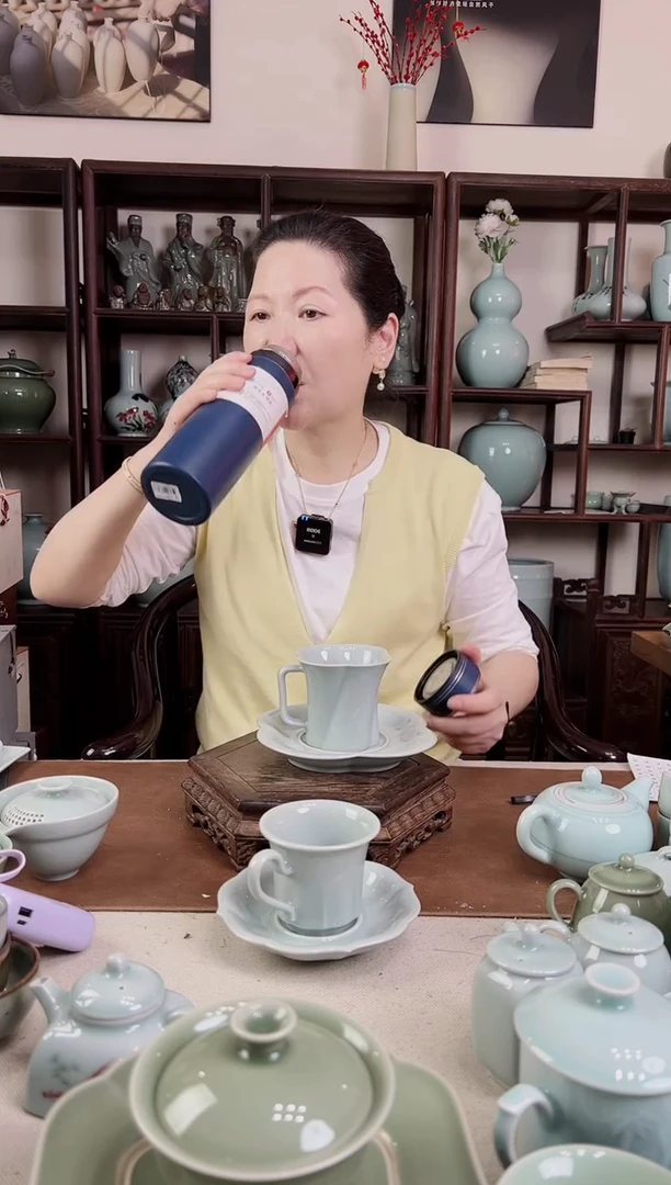 杯粉青 旋纹 咖啡杯