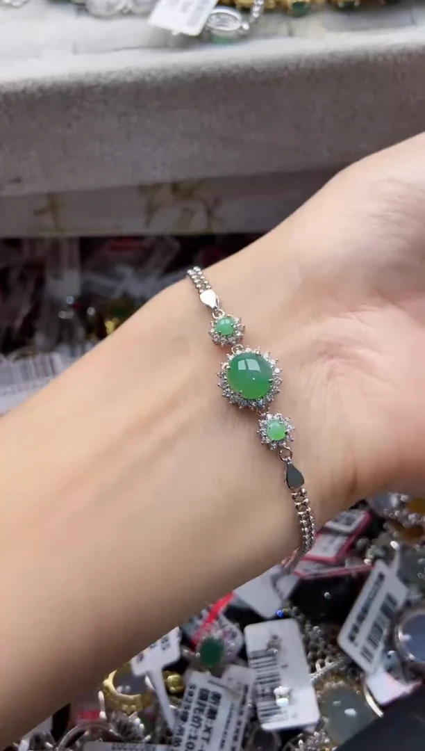 翡翠戒指银S925镶嵌55555---3