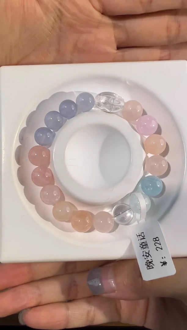 水晶手串未镶嵌【晚安童话】摩根石+蓝纹玛瑙+白水