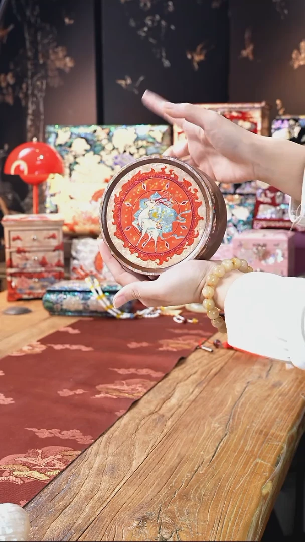 【闪购商品】瓷片瓷片螺钿工艺香椿木首饰盒