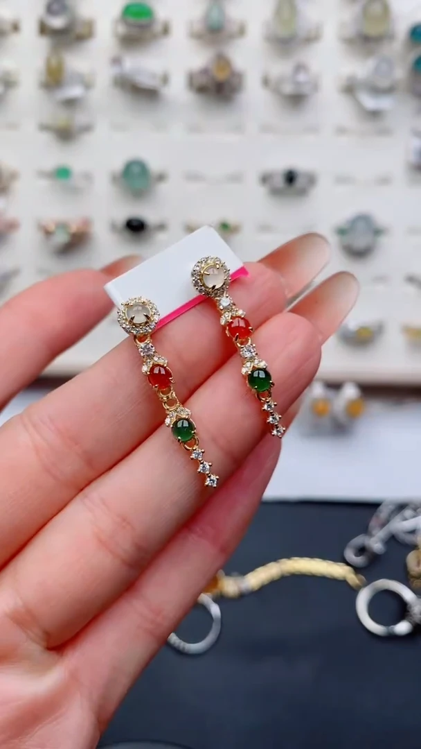 银S925镶嵌戒指翡翠...