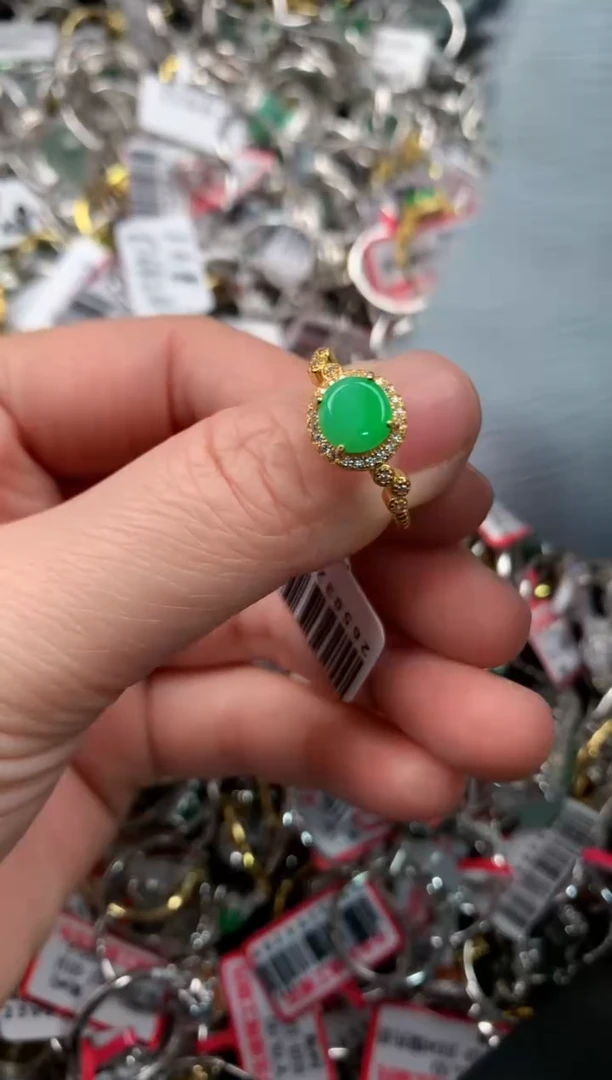 银S925镶嵌戒指翡翠888   5