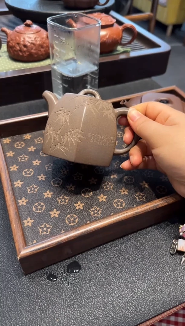 茶壶紫砂六方铜坨 清灰老段