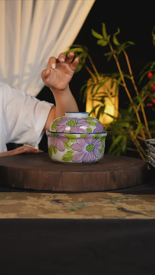 碗景德镇手工手绘高温釉下彩可进蒸箱烤箱微波炉洗碗机