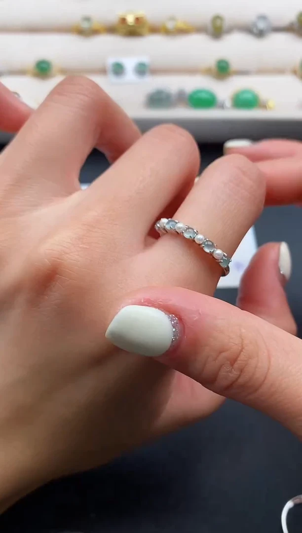 银S925镶嵌戒指翡翠222222+10