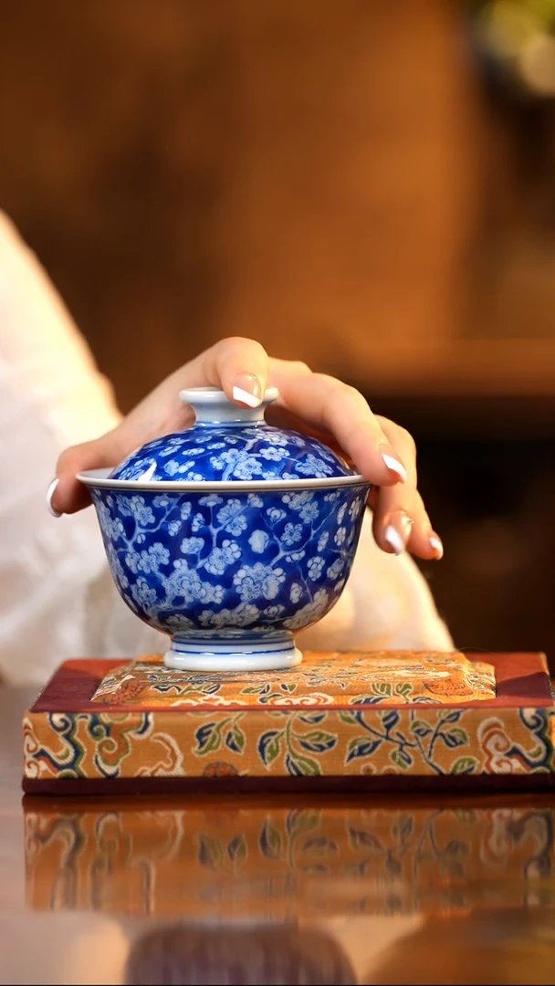 刘建锋窑冰梅二才盖碗